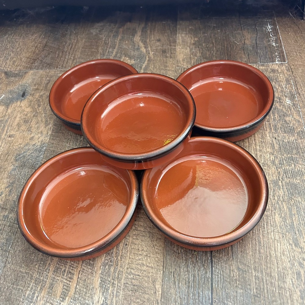 Cermer Terracotta Ramekins Set of 5 Glazed Tapas Dishes Oven Safe 4.5in